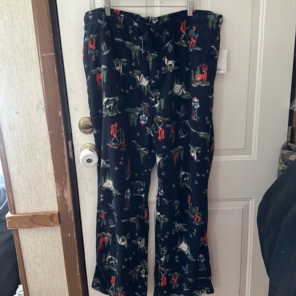 SONOMA MEN’S FLEECE PAJAMA BOTTOM: NAVY/HIKERS: NWT: SZ XXL